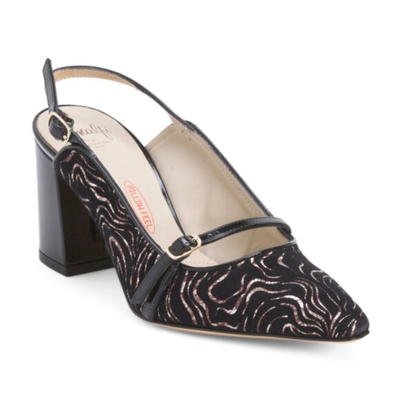 AMALFI Made In Italy Suede Ibisco Slingback Heels - Picture 1 of 4